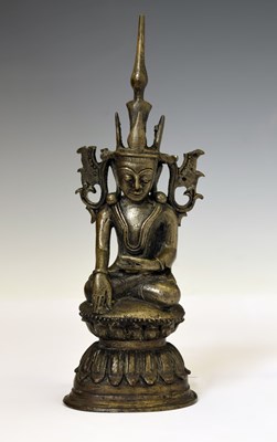 Lot 245 - 18th century Burmese Shan States alloy figure of Buddha