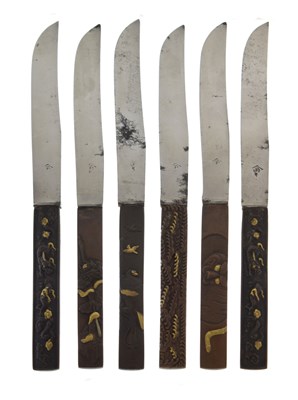 Lot 263 - Group of six Japanese Kozuka type knives