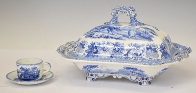 Lot 416 - Mid 19th century Spode blue and white tureen and cover, etc