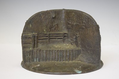 Lot 281 - Equestrian / Steeplechase interest: Unusual modern cast bronze, 1986 (signature indistinct)