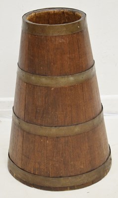 Lot 652 - Coopered brass bound oak churn