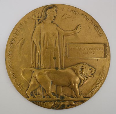 Lot 380 - First World War Memorial plaque to Edward George Williams