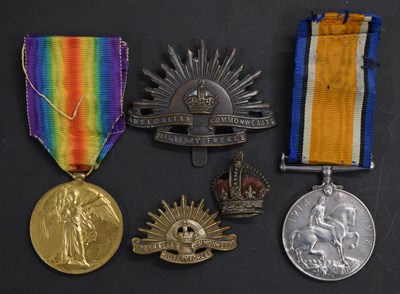 Lot 377 - Australian First World War medal pair