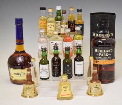 Lot 537 - Highland Park whisky, Courvoisier VS Cognac, and a collection of miniatures