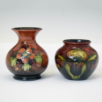 Lot 434 - Moorcroft - Two Walter Moorcroft flambé small vases