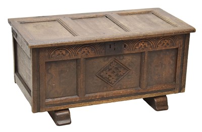 Lot 651 - Oak three panel coffer, circa 1700
