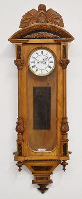 Lot 608 - Early 20th century twin weight Vienna wall clock