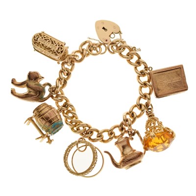 Lot 123 - 9ct gold charm bracelet