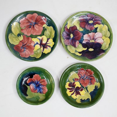 Lot 447 - Moorcroft - Four Walter Moorcroft green ground plates