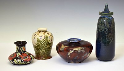 Lot 463 - Cobridge pottery - Pagoda shaped jar and cover, and three vases