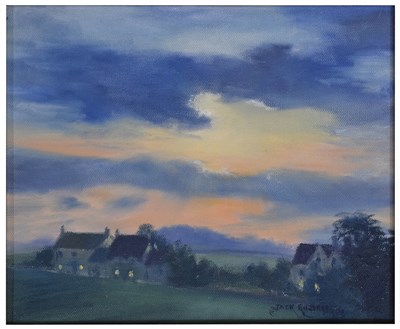 Lot 579 - Jack Russell (b.1963, International cricketer) - Oil on canvas - Sunset Little Badminton