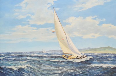 Lot 576 - M.G. Friedrich (19th / 20th century) - Oil on canvas - Racing boat