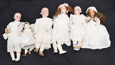 Lot 394 - Collection of bisque head dolls to include Simon & Halbig