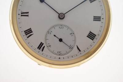 Lot 71 - George V 18ct gold open face pocket watch, Ross, Winchester