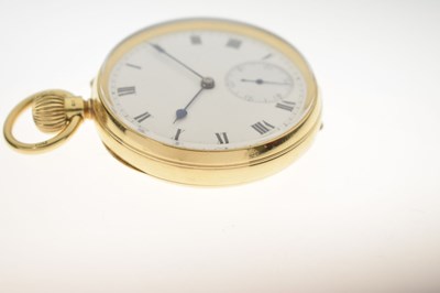 Lot 71 - George V 18ct gold open face pocket watch, Ross, Winchester