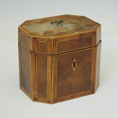 Lot 285 - George III inlaid mahogany octagonal tea caddy