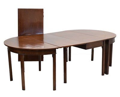 Lot 656 - George III inlaid mahogany D-end dining table