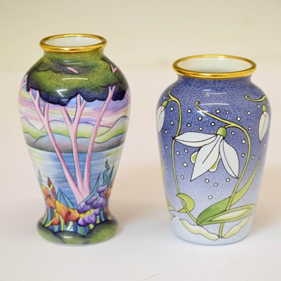 Lot 460 - Moorcroft - Two miniature enamel vases