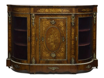 Lot 458 - Late 19th century inlaid walnut, marquetry and gilt-metal mounted credenza