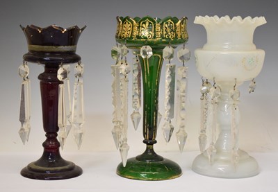 Lot 400 - Three glass table lustres circa 1900