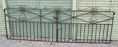 Lot 684 - Pair of black painted wrought iron gates