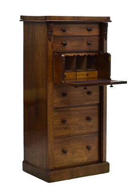 Lot 457 - Victorian rosewood Wellington secretaire chest