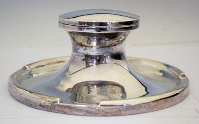 Lot 214 - Large George VI silver capstan inkwell