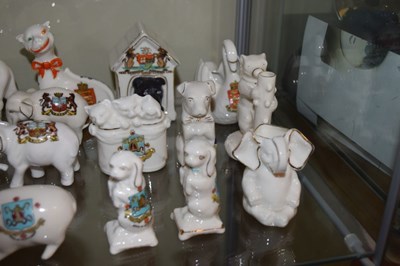 Lot 326 - Quantity of crested ware to include Somerset interest, animals, etc.
