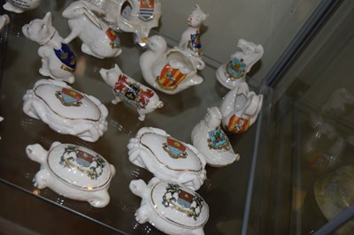 Lot 326 - Quantity of crested ware to include Somerset interest, animals, etc.