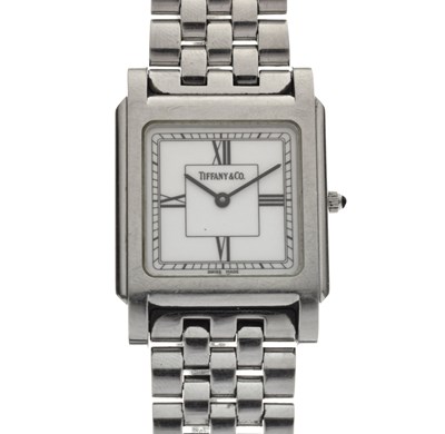 Lot 65 - Tiffany & Co. - 'Portfolio Watch' stainless steel bracelet watch, ref. 525.1030