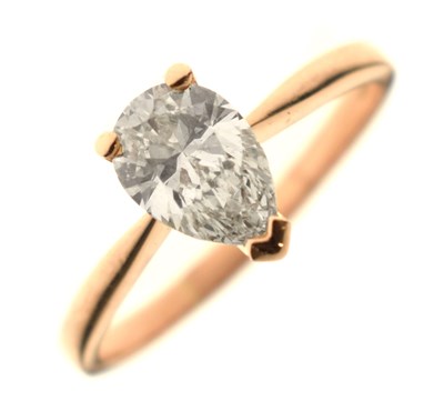 Lot 5 - Pale yellow diamond solitaire 18ct rose gold ring