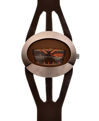 Lot 229 - Spaceman - 1970s Tressa Lux chrome and fibreglass wristwatch