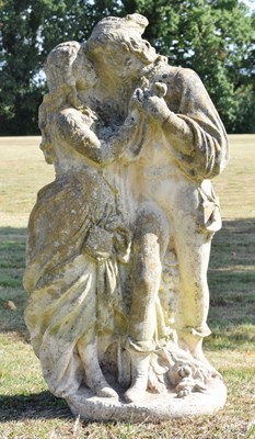Lot 683 - Composition figural garden ornament depicting a courting couple