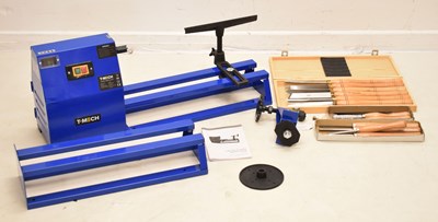 Lot 679 - T-Mech model 48088 400w four speed woodworking lathe and tools