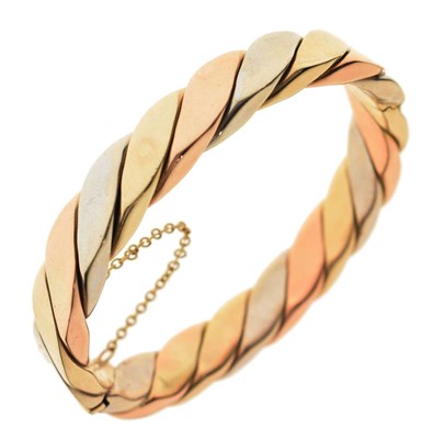 Lot 118 - Three-colour metal oval snap bangle