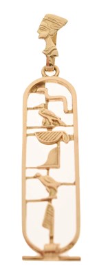 Lot 80 - Egyptian yellow metal hieroglyph pendant