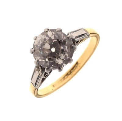 Lot 4 - Diamond solitaire 18ct yellow gold and platinum set ring