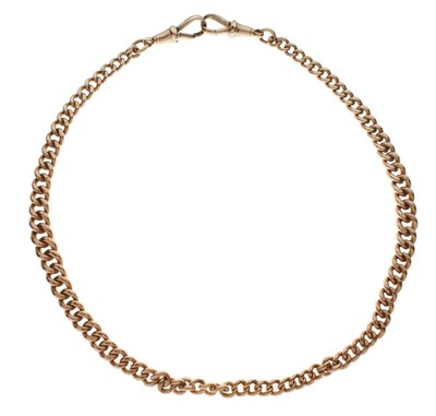 Lot 102 - 9ct rose gold Albert watch chain