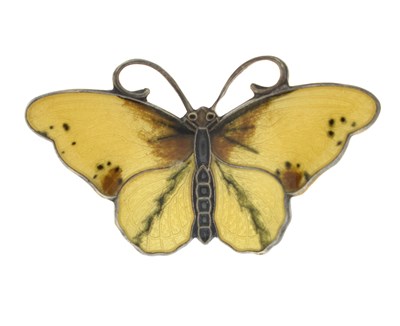 Lot 117 - Hroar Prydz Norwegian enamelled silver butterfly brooch