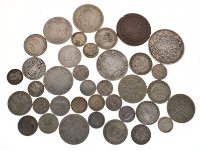 Lot 38 - Collection of Victorian and George V silver coins together with a Georgian Cartwheel penny
