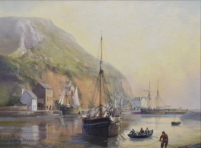 Lot 382 - Barry Mason (British, b.1947) - Oil on board - 'Morning Axmouth, c1850'