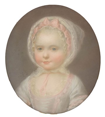 Lot 590 - 19th century oval pastel portrait - Study of a young girl