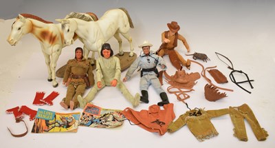 Lot 450 - Quantity 1970s Lone Ranger / Jonnny West action figures and accessories