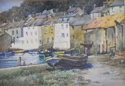 Lot 551 - Gertrude Emily Bayly, (1875-?)- Watercolour - Cornish harbourside