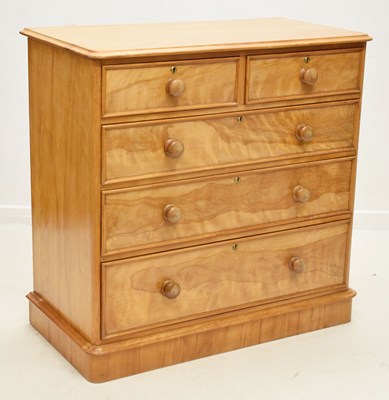 Lot 677 - Late Victorian satin birch chest of drawers
