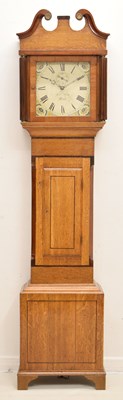 Lot 612 - Early 19th century inlaid oak cased 30 hour longcase clock, Robert Hart, Mark (Somerset)