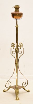 Lot 291 - Early 20th century brass and copper telescopic standard lamp