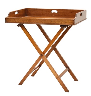 Lot 641 - 19th century butler's mahogany tray on stand