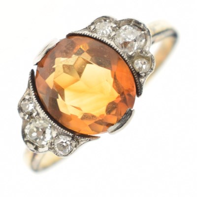 Lot 31 - Art Deco citrine and diamond dress ring