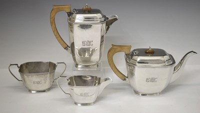 Lot 131 - George V silver four-piece tea set